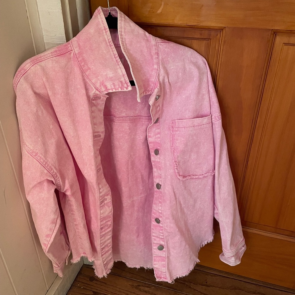Pink denim jacket